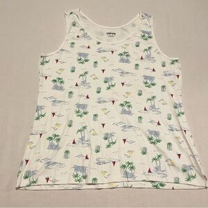 Lands End Mens Sleeveless Tank Top Size XL Palm Trees